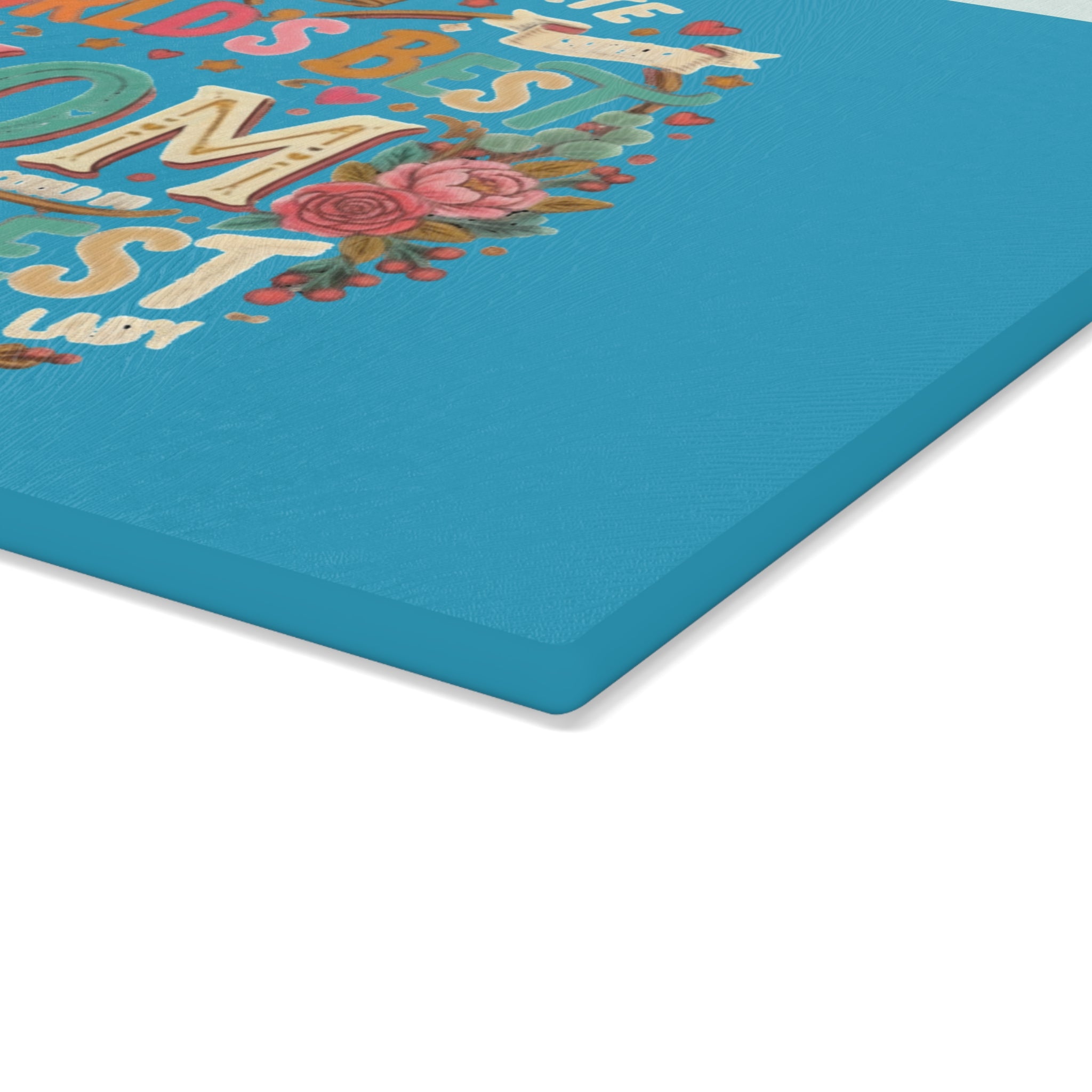 World's Best Mom Glass Cutting Board — Colorful Floral Mother's Day Gift