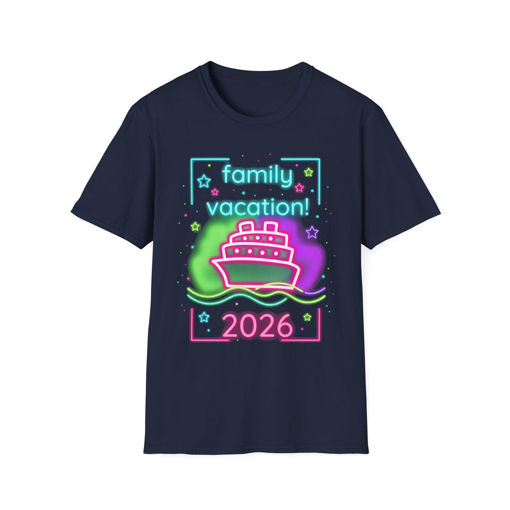 Family Vacation 2026 T-Shirt — Neon Cruise Graphic