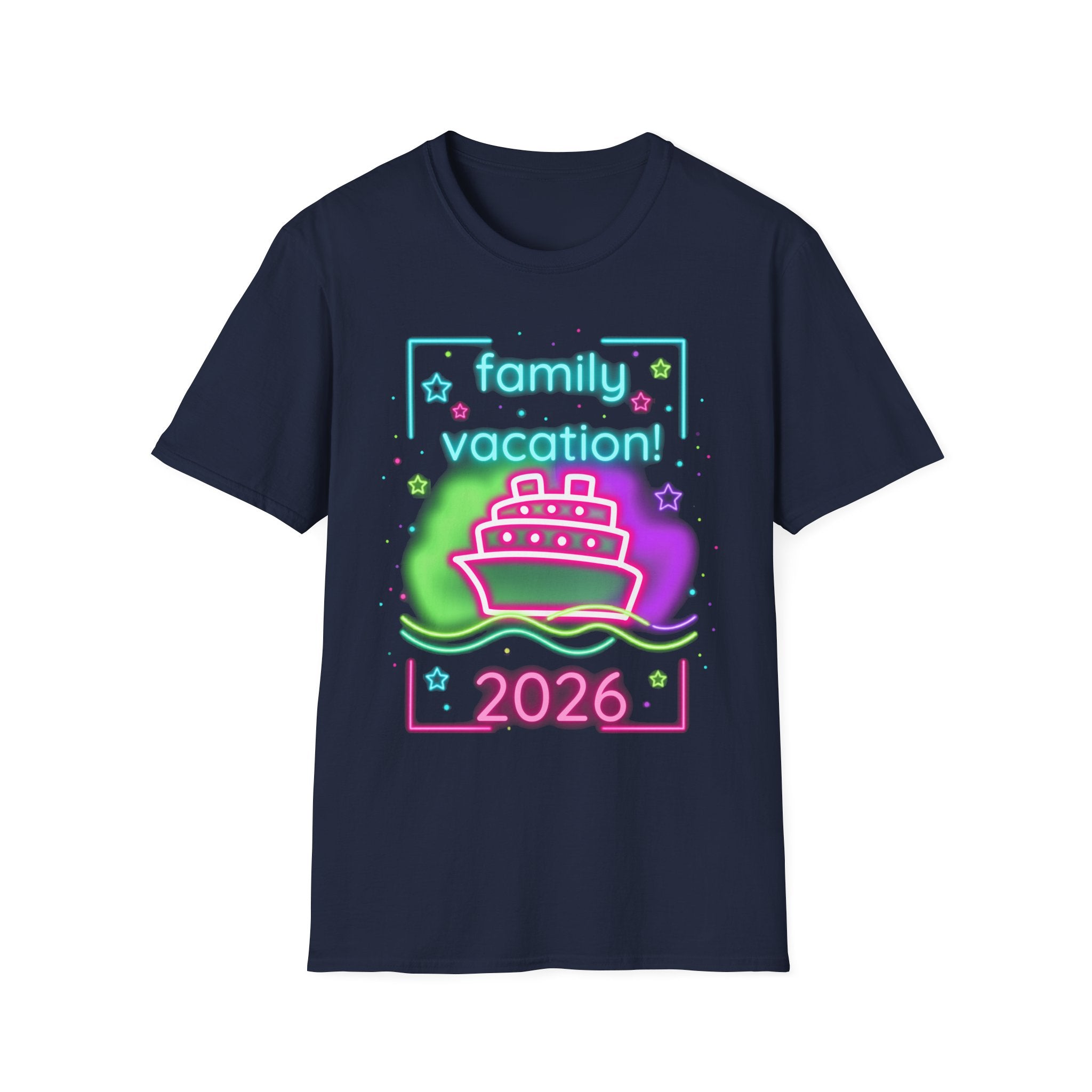 Family Vacation 2026 T-Shirt — Neon Cruise Graphic