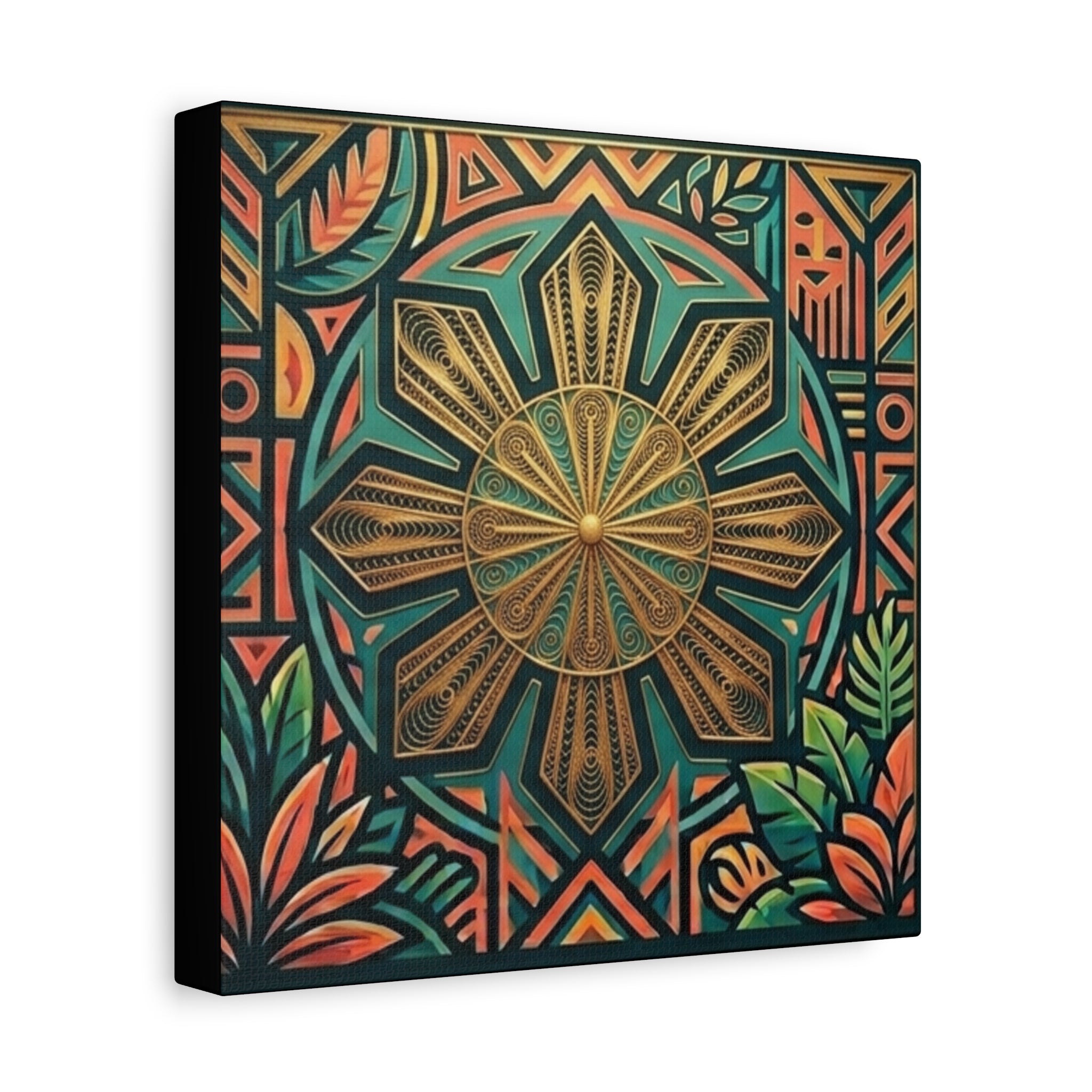Filipino, Philippines Sun Matte Canvas Print — Tropical Geometric Sunburst Wall Art (Stretched 1.25")