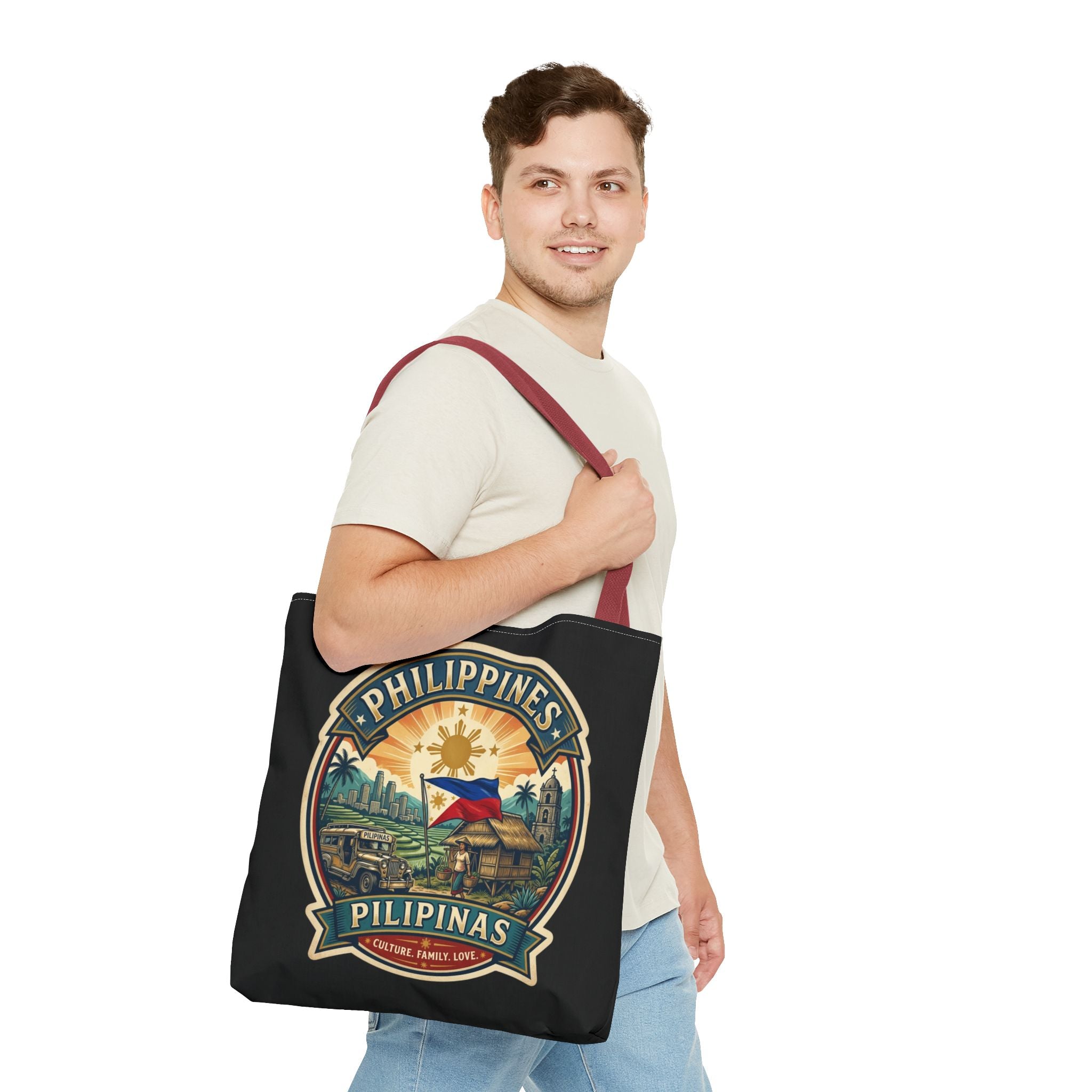 Philippines Vintage Travel Tote Bag — Pilipinas Flag & Island Scene
