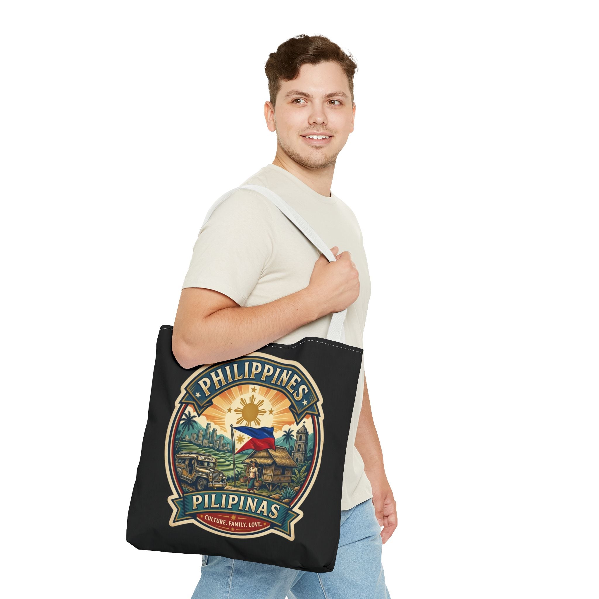 Philippines Vintage Travel Tote Bag — Pilipinas Flag & Island Scene