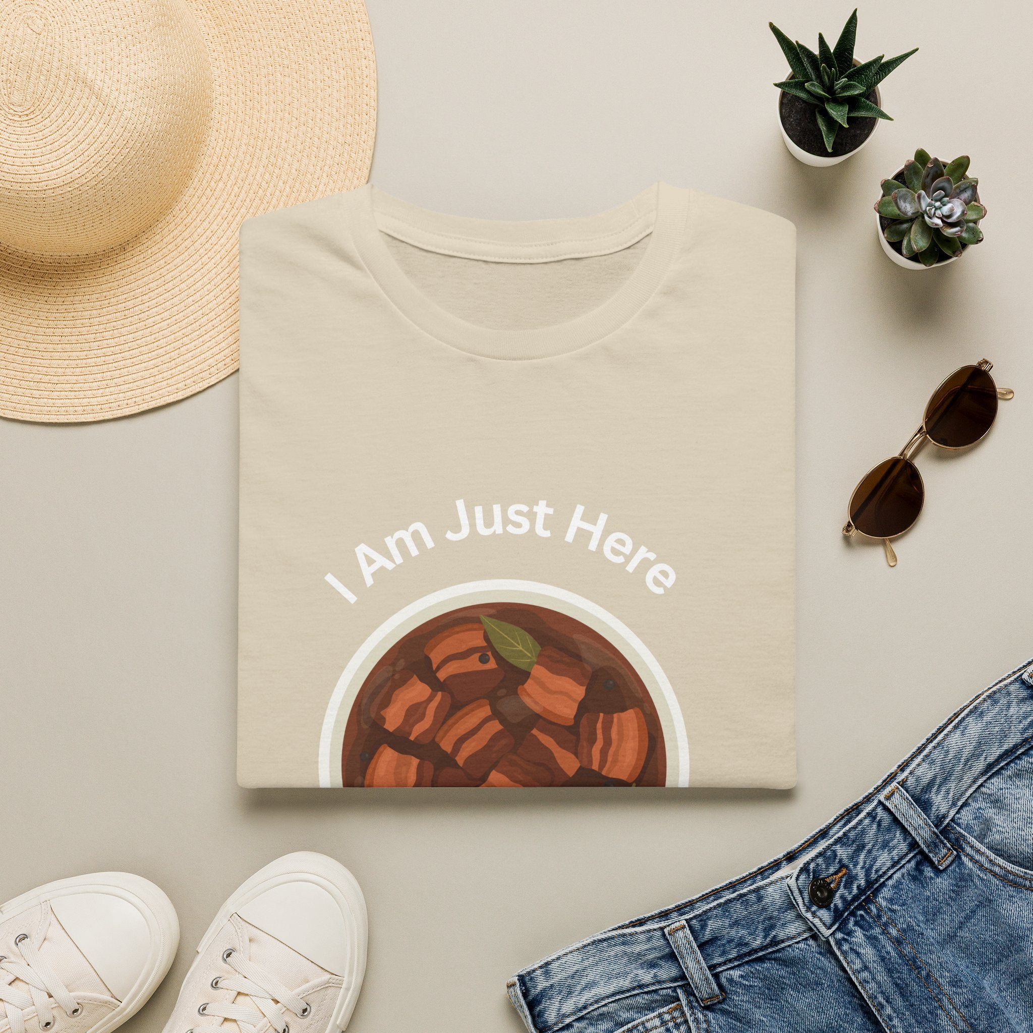 Philippines unisex adobo T-Shirt — "I Am Just Here For The Abobo" Nigerian Food Graphic Tee