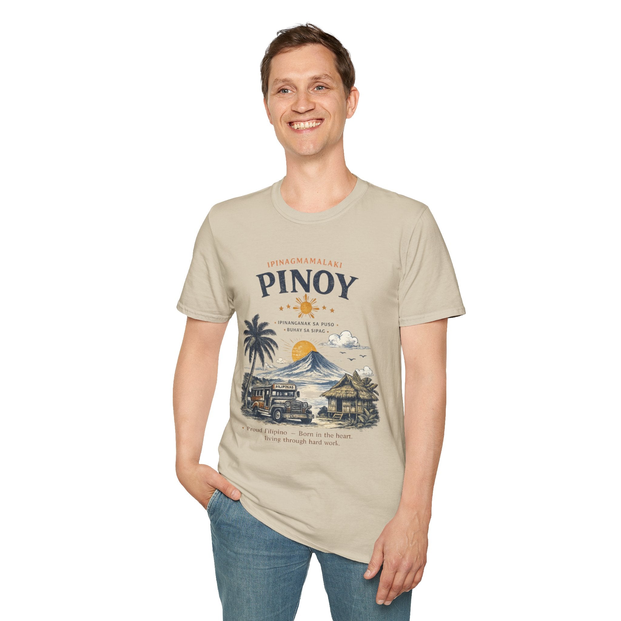 Pinoy Philippines T-Shirt – Vintage Mayon Volcano & Beach Travel Tee