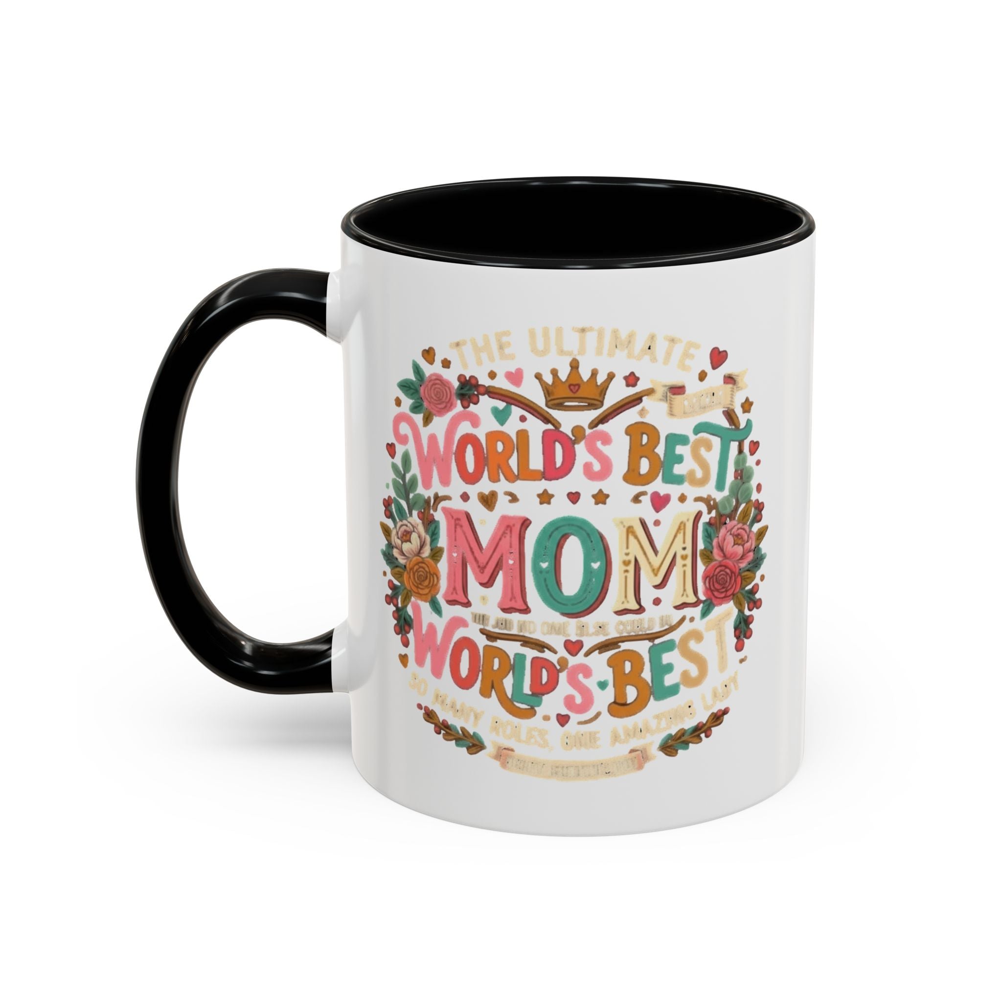 World's Best Mom Accent Coffee Mug — Floral Mother's Day 11/15oz
