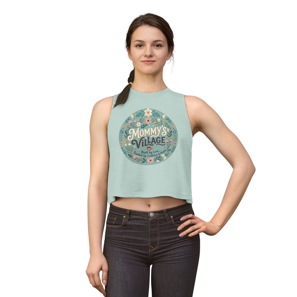 Mommy's Village Floral Crop Top — Mom Gift Mother's Day Shirt