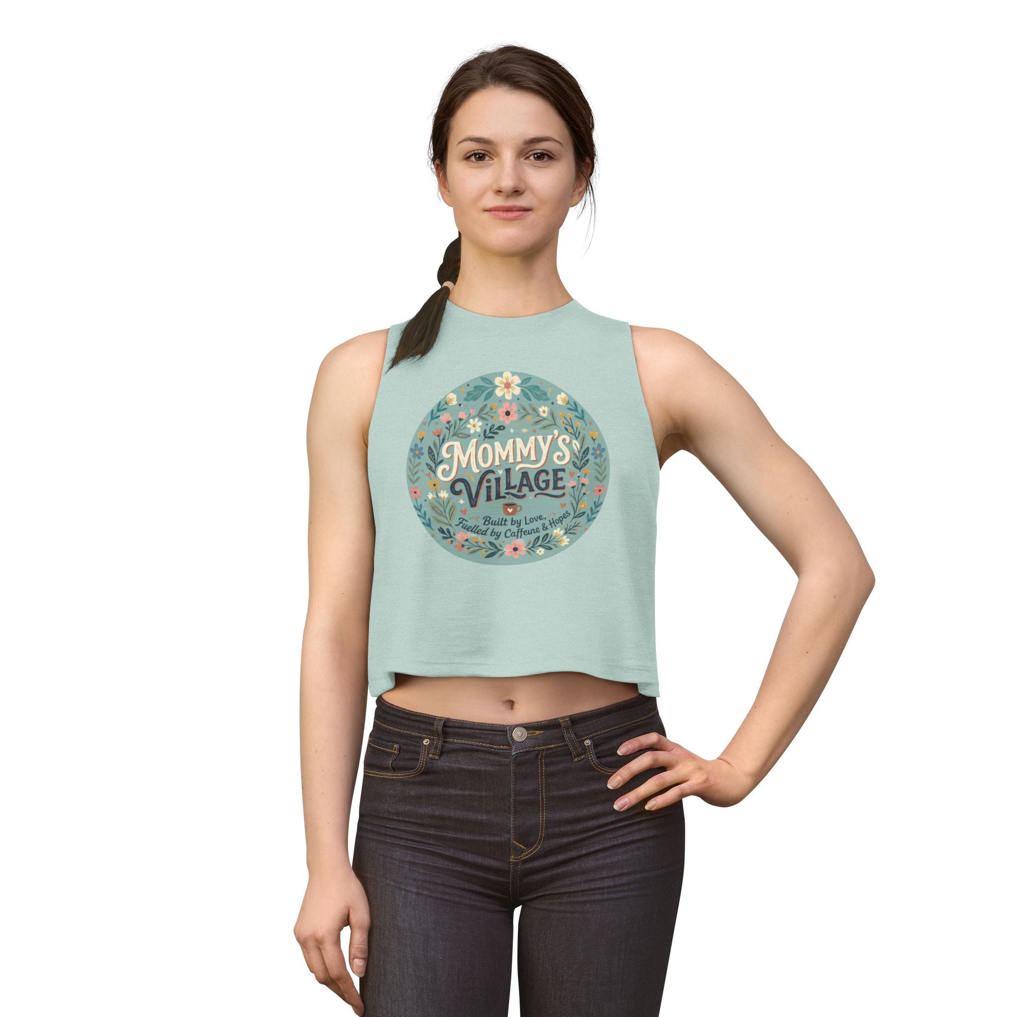 Mommy's Village Floral Crop Top — Mom Gift Mother's Day Shirt