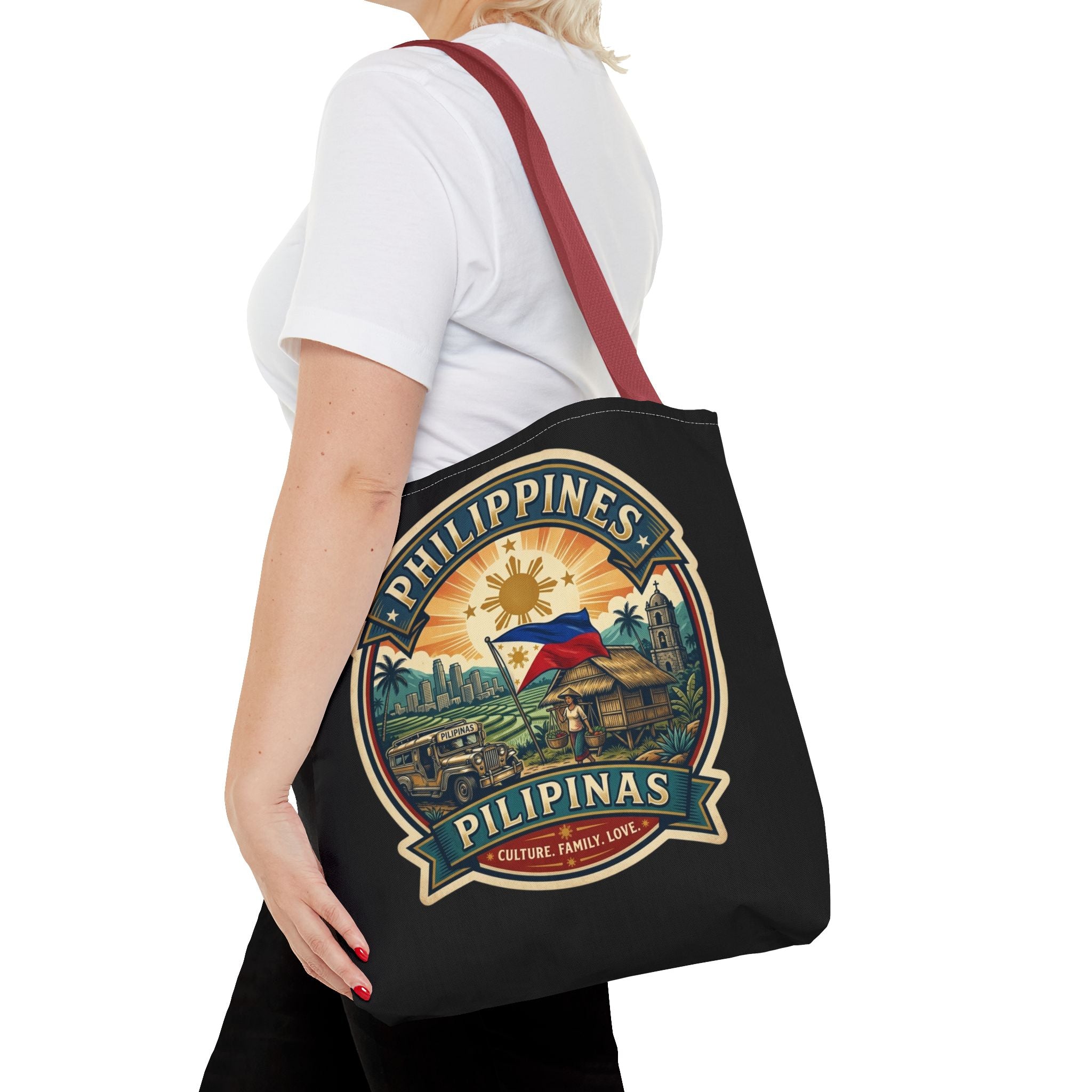 Philippines Vintage Travel Tote Bag — Pilipinas Flag & Island Scene