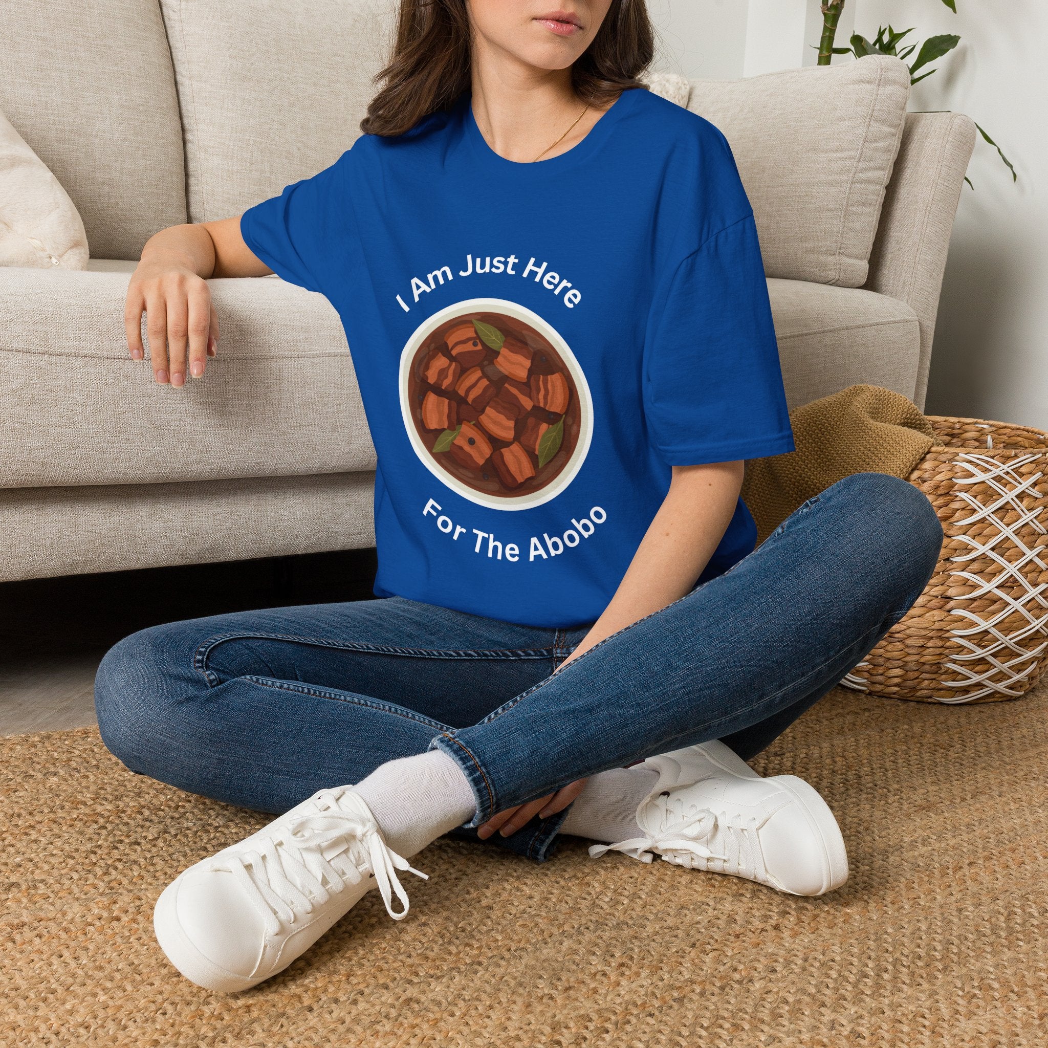 Philippines unisex adobo T-Shirt — "I Am Just Here For The Abobo" Nigerian Food Graphic Tee