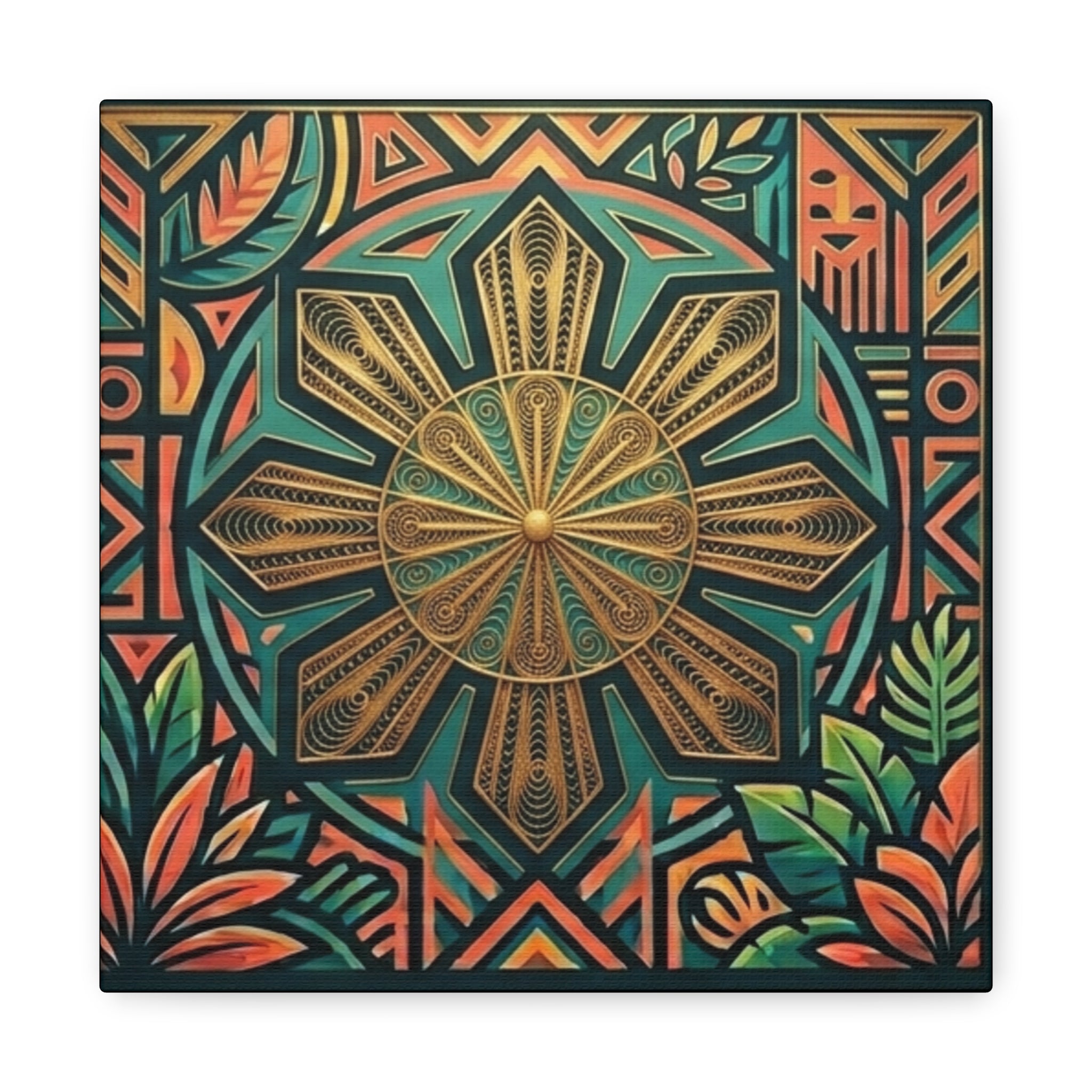 Filipino, Philippines Sun Matte Canvas Print — Tropical Geometric Sunburst Wall Art (Stretched 1.25")