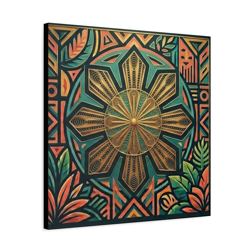 Filipino, Philippines Sun Matte Canvas Print — Tropical Geometric Sunburst Wall Art (Stretched 1.25")