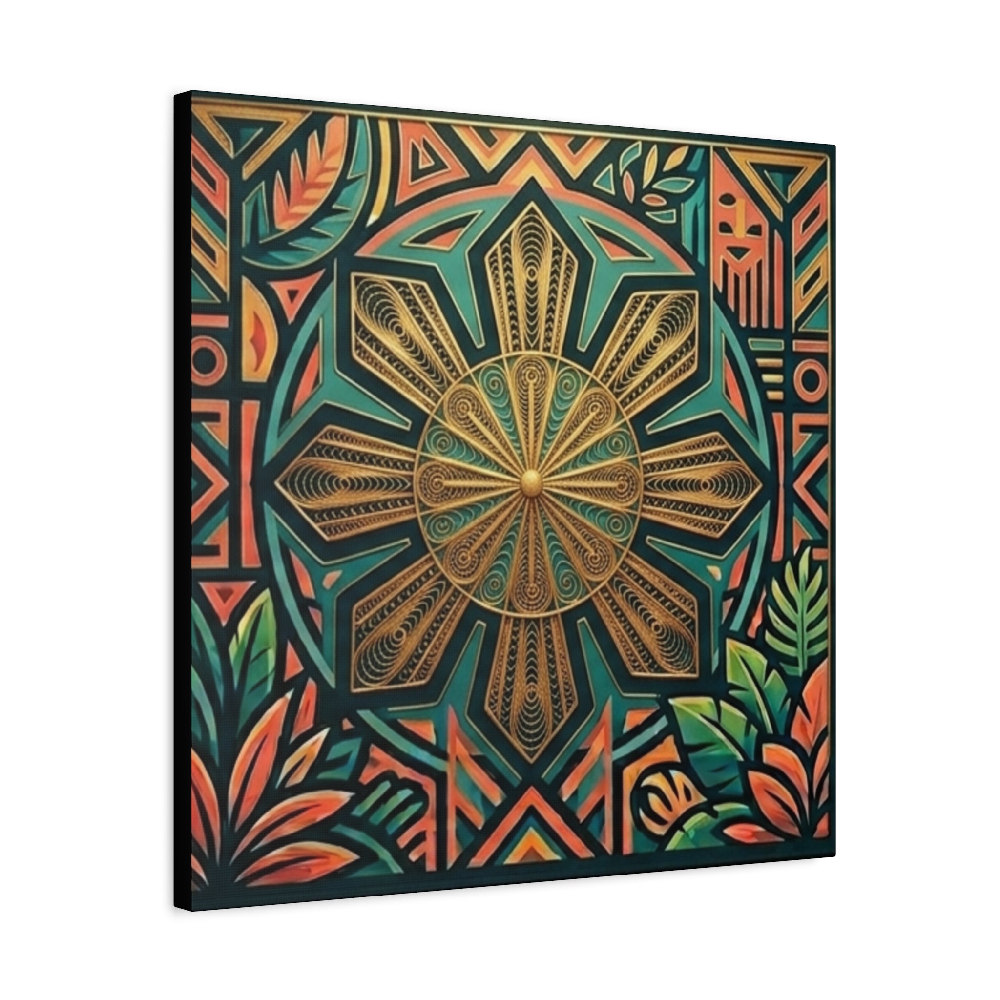 Filipino, Philippines Sun Matte Canvas Print — Tropical Geometric Sunburst Wall Art (Stretched 1.25")