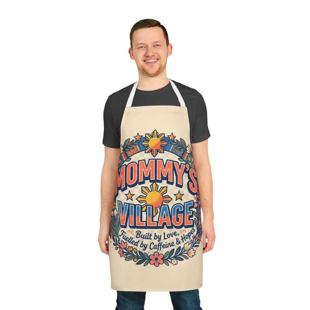 Mommy's Village Floral Filipino Apron — "Built by Love, Fueled by Caffeine & Hope" Phillipines design