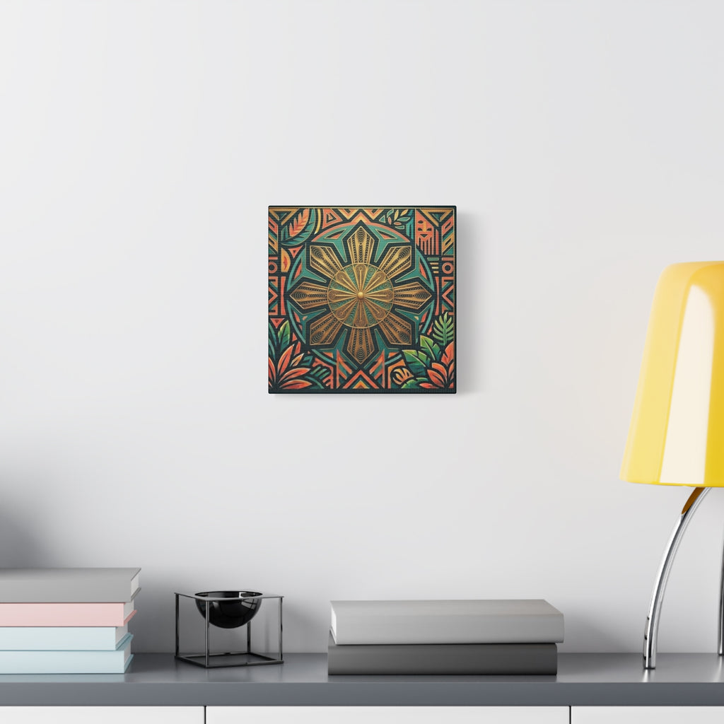 Filipino, Philippines Sun Matte Canvas Print — Tropical Geometric Sunburst Wall Art (Stretched 1.25")
