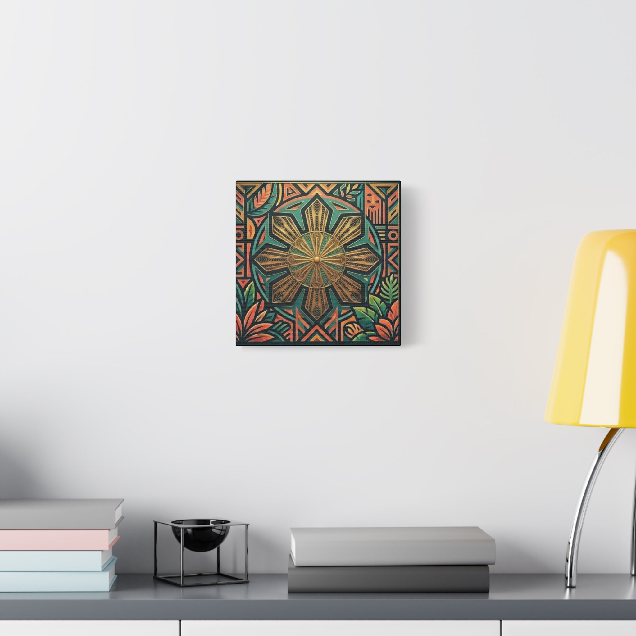 Filipino, Philippines Sun Matte Canvas Print — Tropical Geometric Sunburst Wall Art (Stretched 1.25")