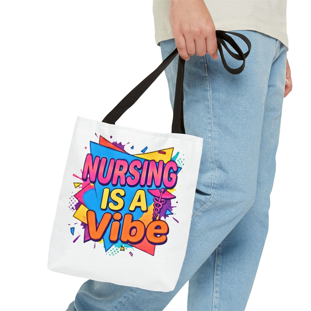 Nursing Is a Vibe Tote Bag – Colorful Nurse Gift Tote for Nurses