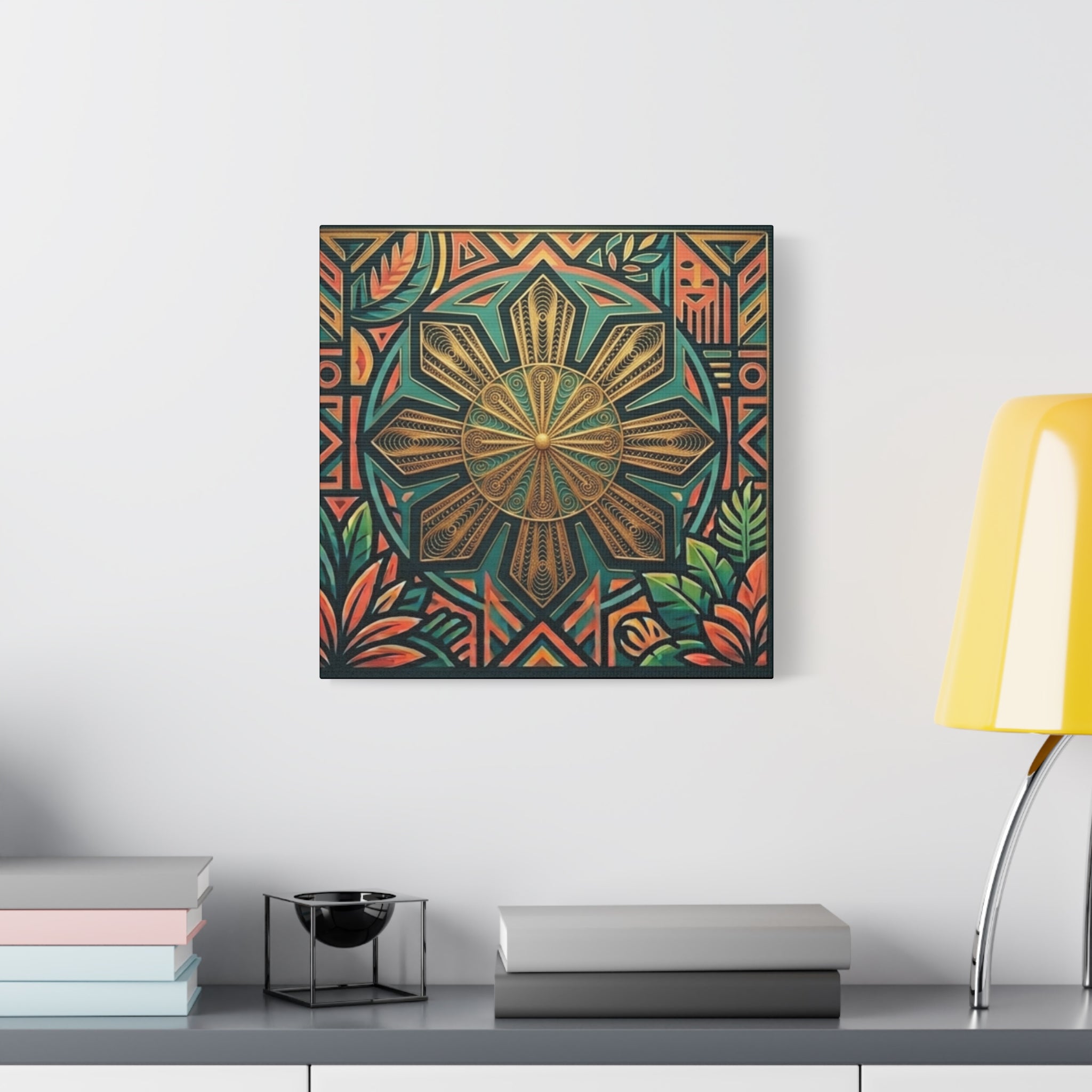 Filipino, Philippines Sun Matte Canvas Print — Tropical Geometric Sunburst Wall Art (Stretched 1.25")
