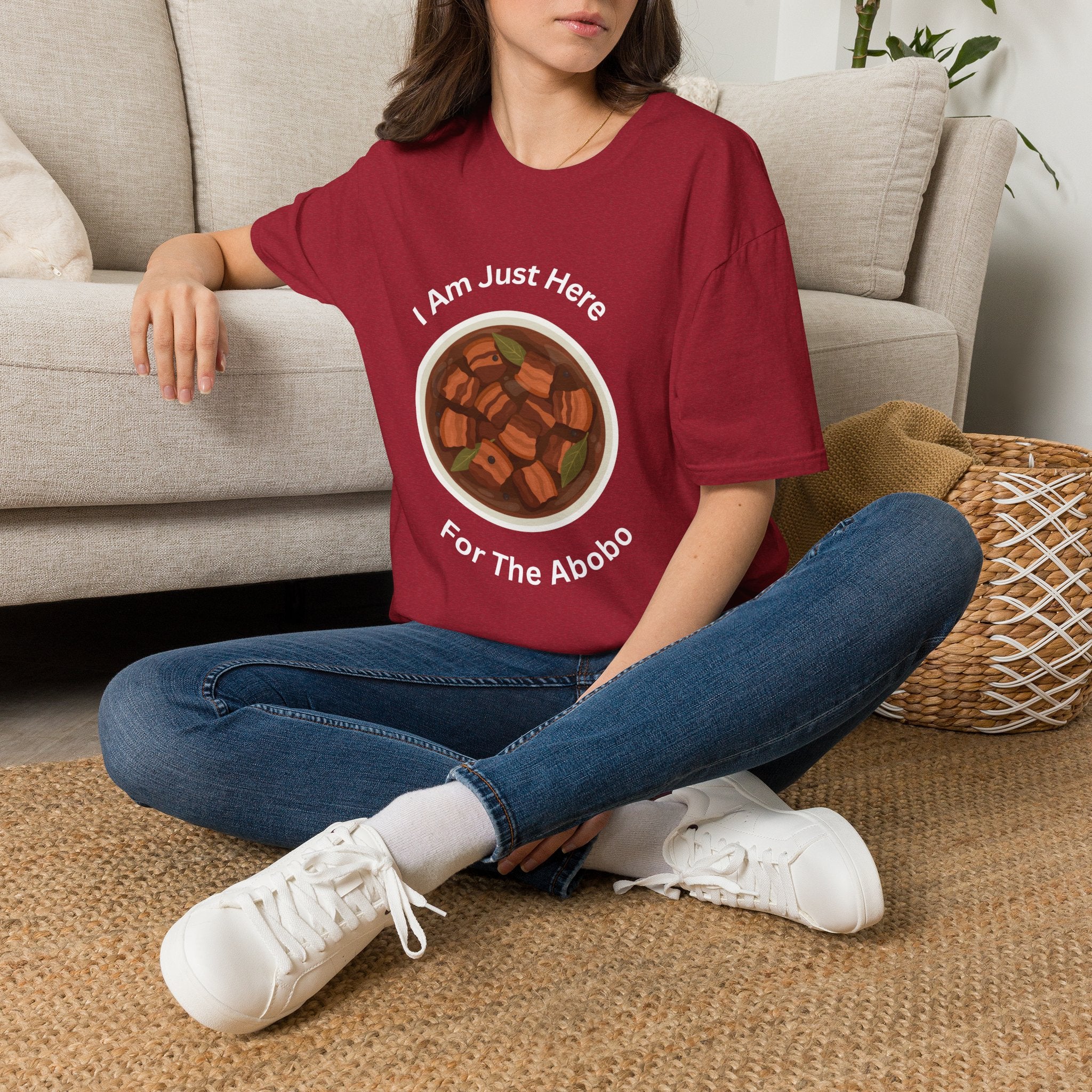 Philippines unisex adobo T-Shirt — "I Am Just Here For The Abobo" Nigerian Food Graphic Tee