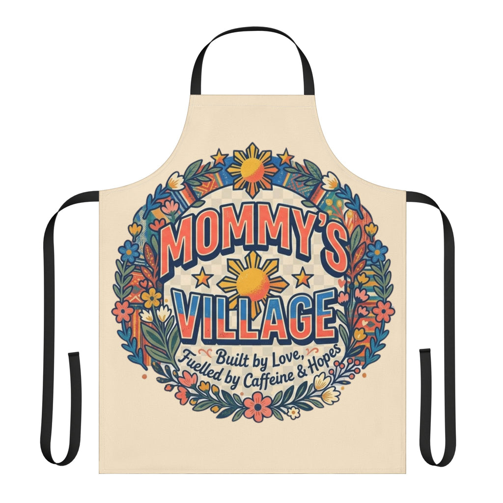 Mommy's Village Floral Filipino Apron — "Built by Love, Fueled by Caffeine & Hope" Phillipines design