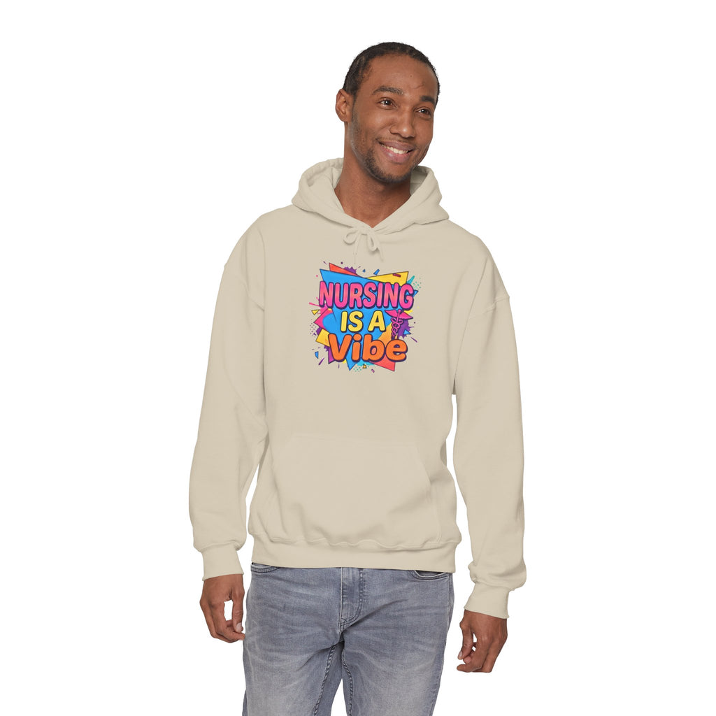 Nursing Is A Vibe Hoodie — Colorful Retro Nurse Appreciation Pullover