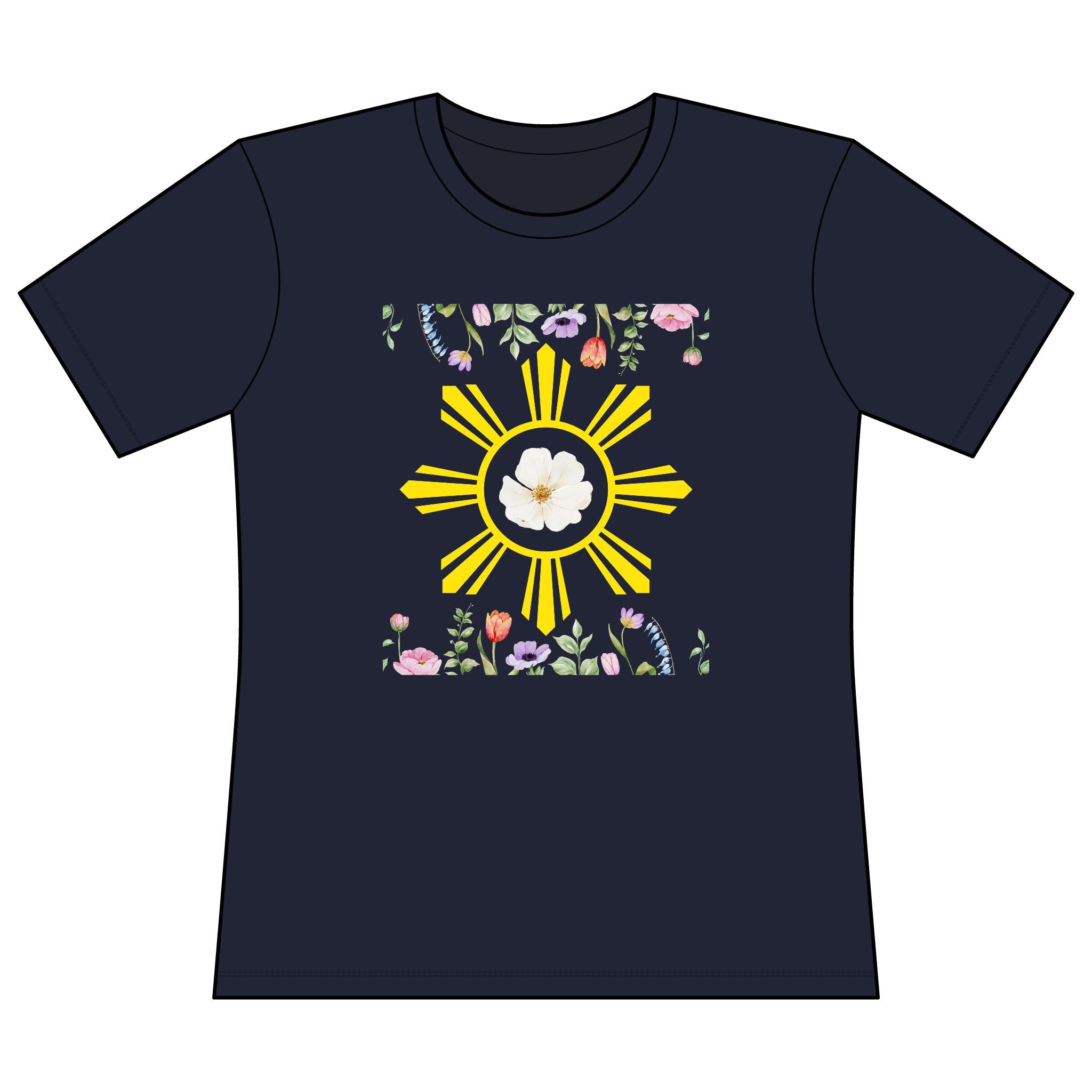 Women's Performance Tee — Floral Sun Philippine, pinoy, filipino Sunburst Design