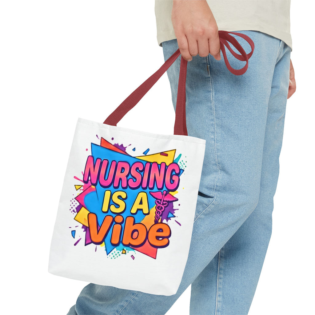 Nursing Is a Vibe Tote Bag – Colorful Nurse Gift Tote for Nurses