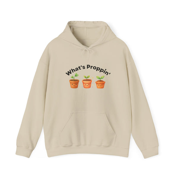What's Proppin' Plant Hoodie — Cute Plant Pots Graphic Hoodie