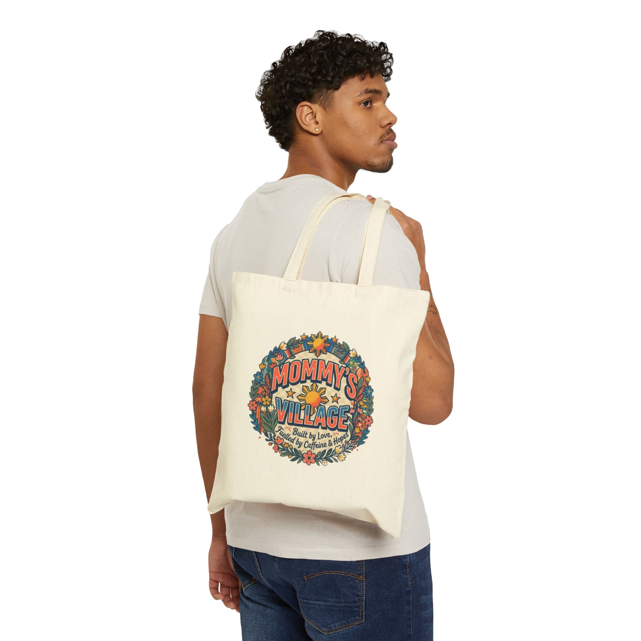 Mommy's Village Floral Canvas Tote – Vintage Mom reusable Gift Bag Pinoy, Phillipines style