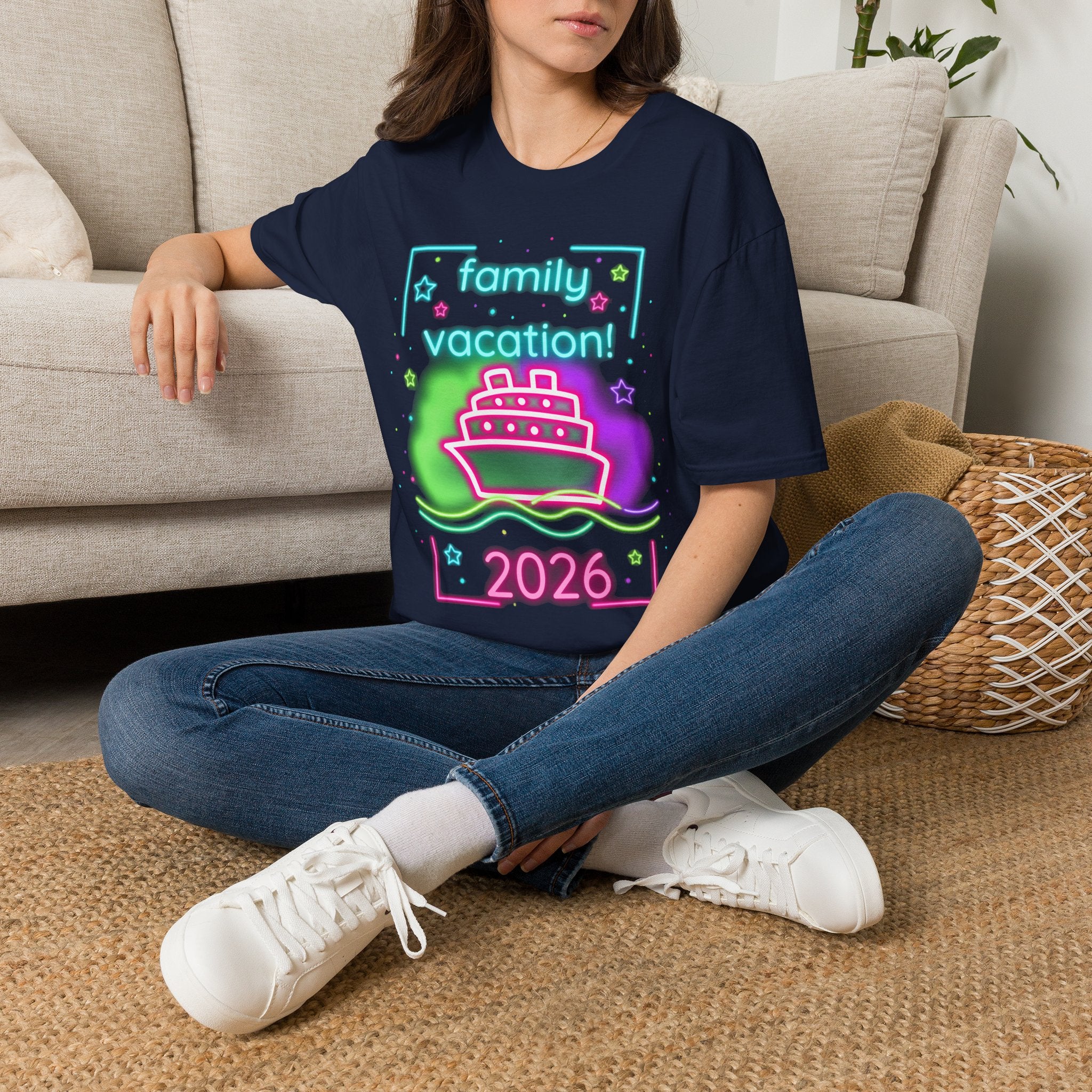 Family Vacation 2026 T-Shirt — Neon Cruise Graphic