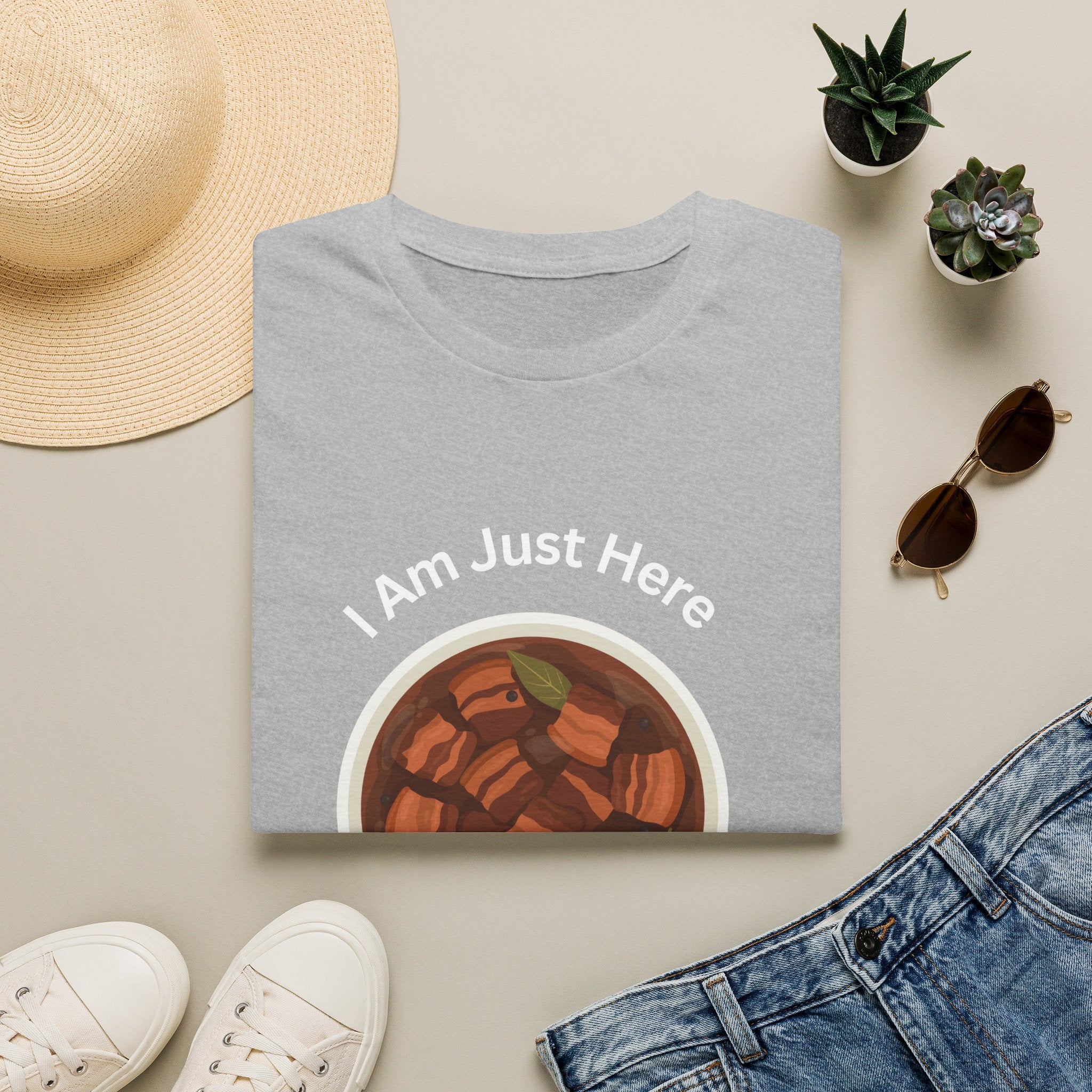 Philippines unisex adobo T-Shirt — "I Am Just Here For The Abobo" Nigerian Food Graphic Tee