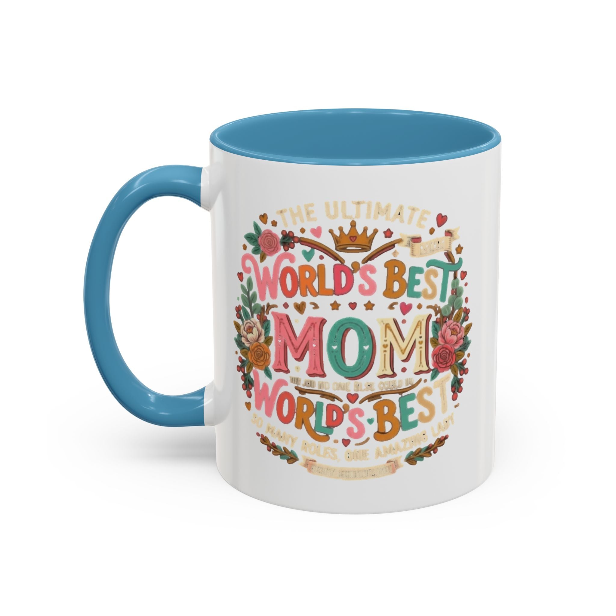 World's Best Mom Accent Coffee Mug — Floral Mother's Day 11/15oz