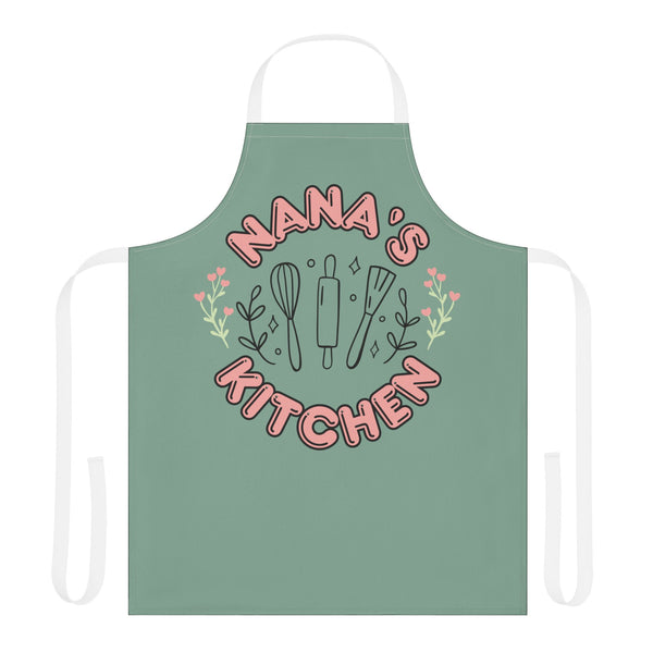 Nana's Kitchen Apron — Personalized Grandma Cooking Apron, Floral Culinary Gift