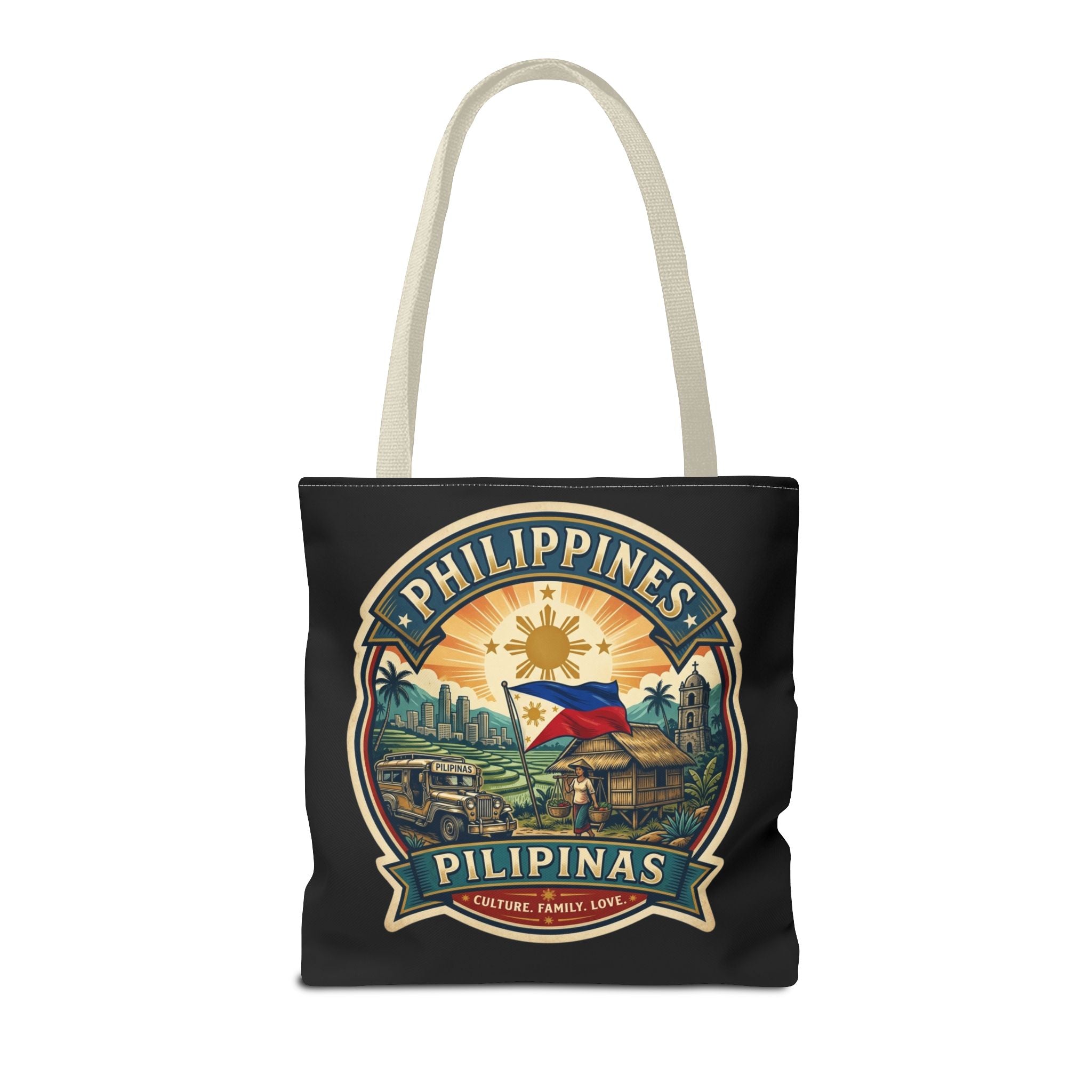 Philippines Vintage Travel Tote Bag — Pilipinas Flag & Island Scene