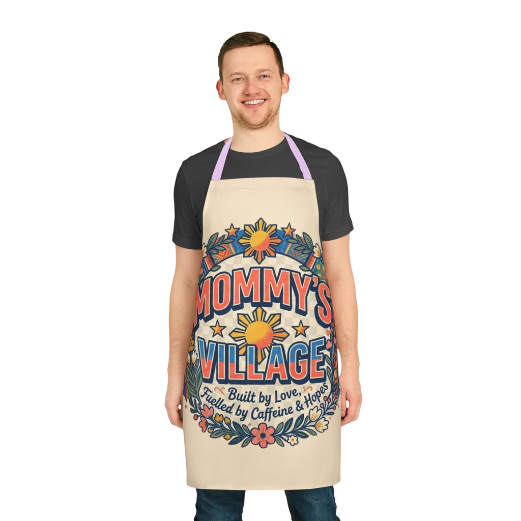 Mommy's Village Floral Filipino Apron — "Built by Love, Fueled by Caffeine & Hope" Phillipines design