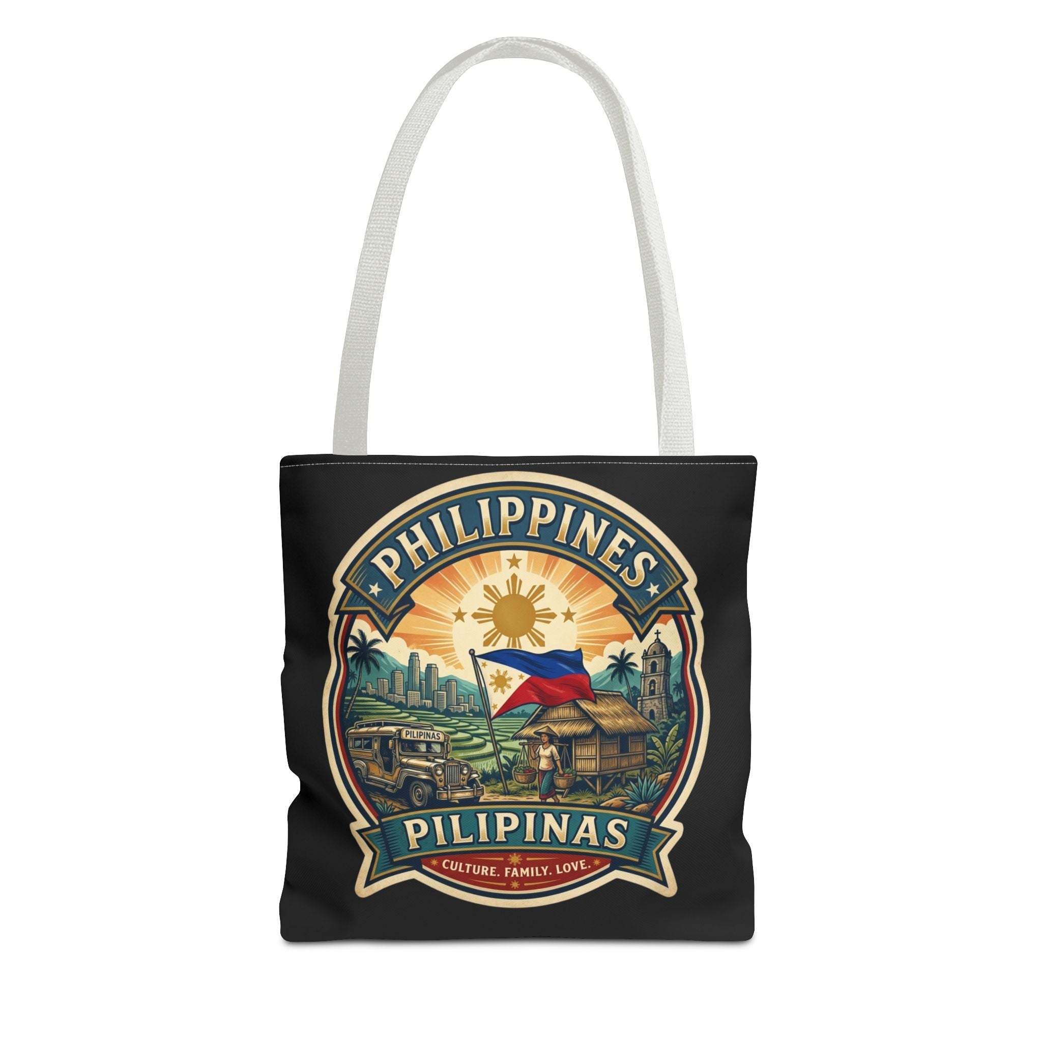 Philippines Vintage Travel Tote Bag — Pilipinas Flag & Island Scene