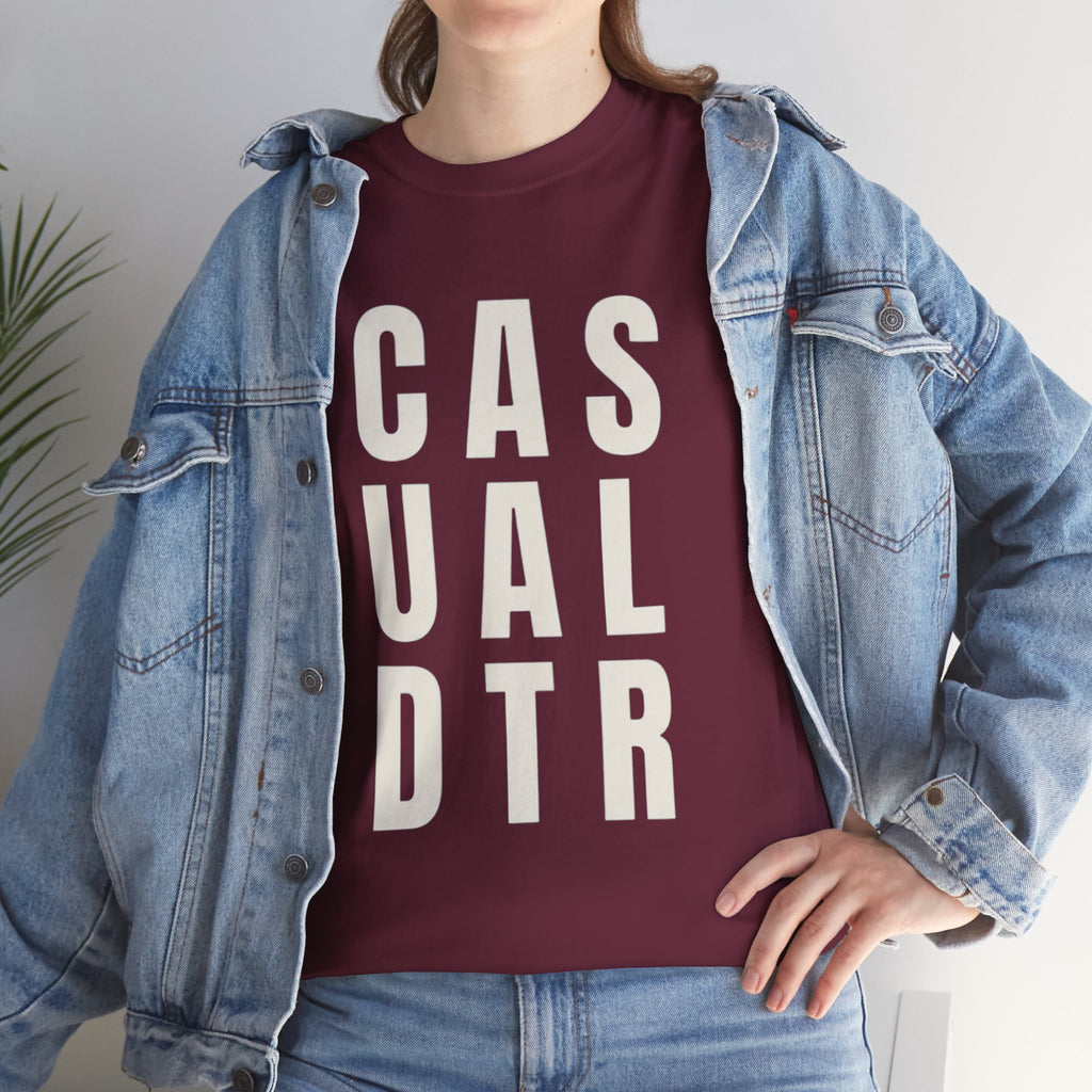 Casual Detour Graphic Tee — Vertical Text Black T‑Shirt