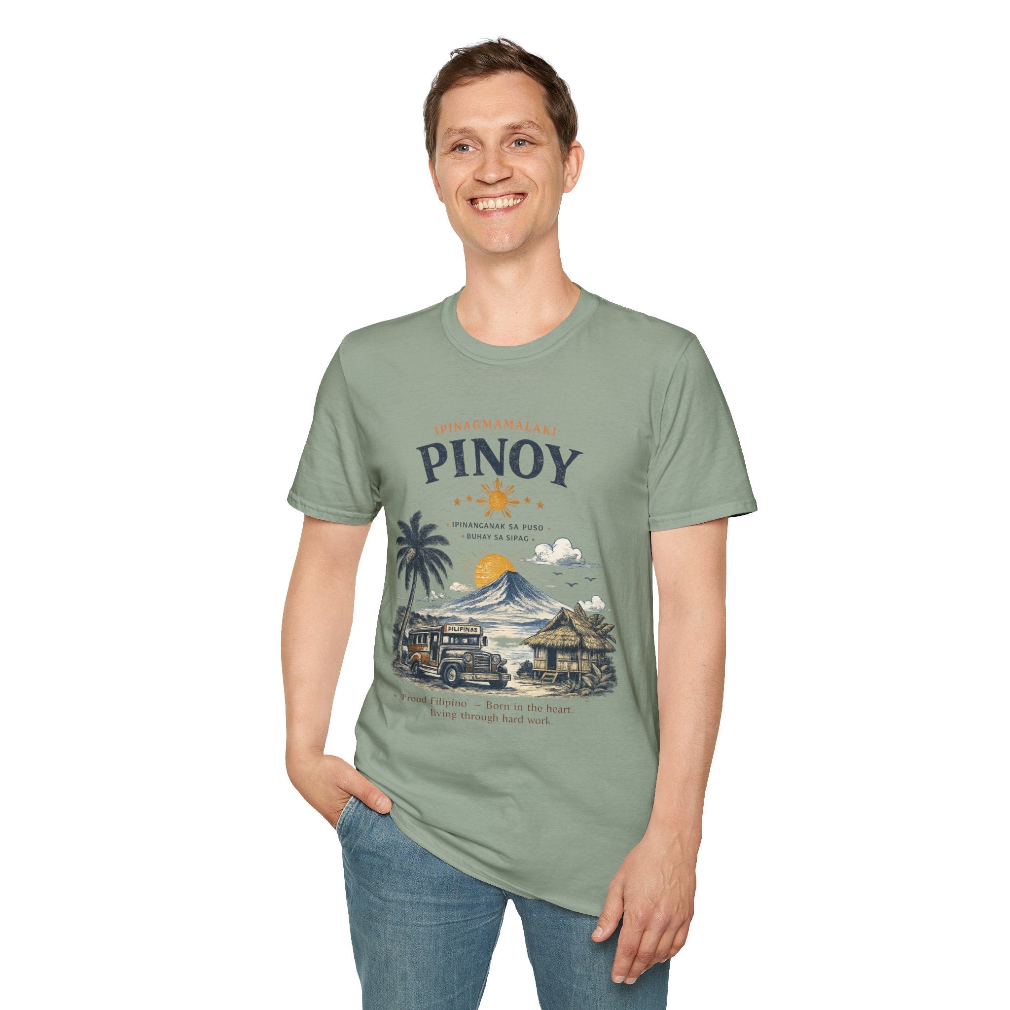 Pinoy Philippines T-Shirt – Vintage Mayon Volcano & Beach Travel Tee