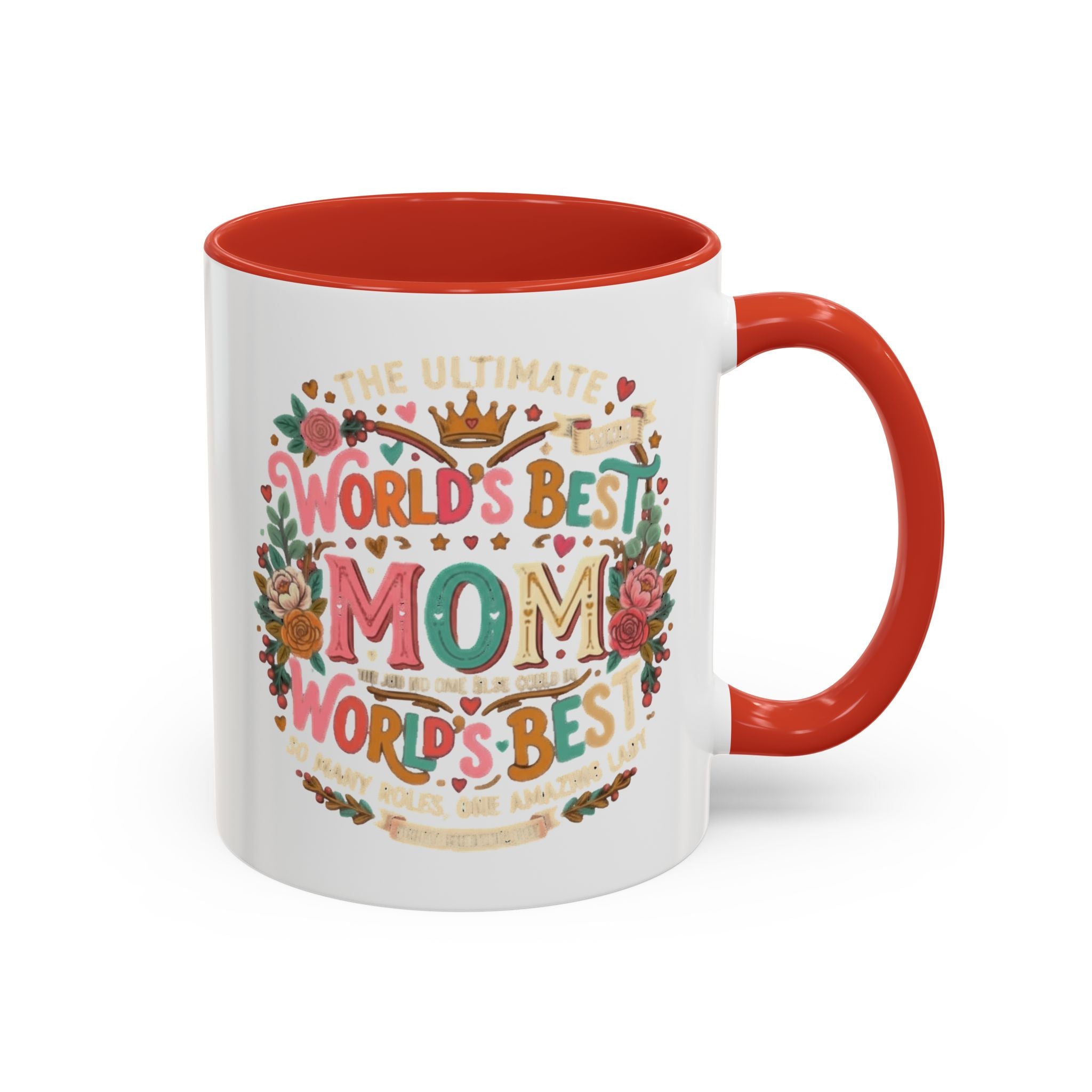 World's Best Mom Accent Coffee Mug — Floral Mother's Day 11/15oz
