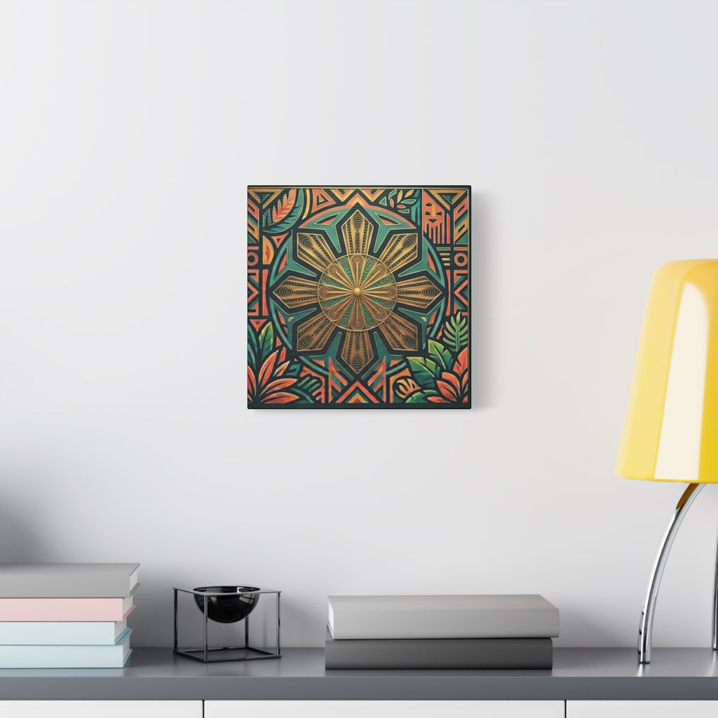 Filipino, Philippines Sun Matte Canvas Print — Tropical Geometric Sunburst Wall Art (Stretched 1.25")