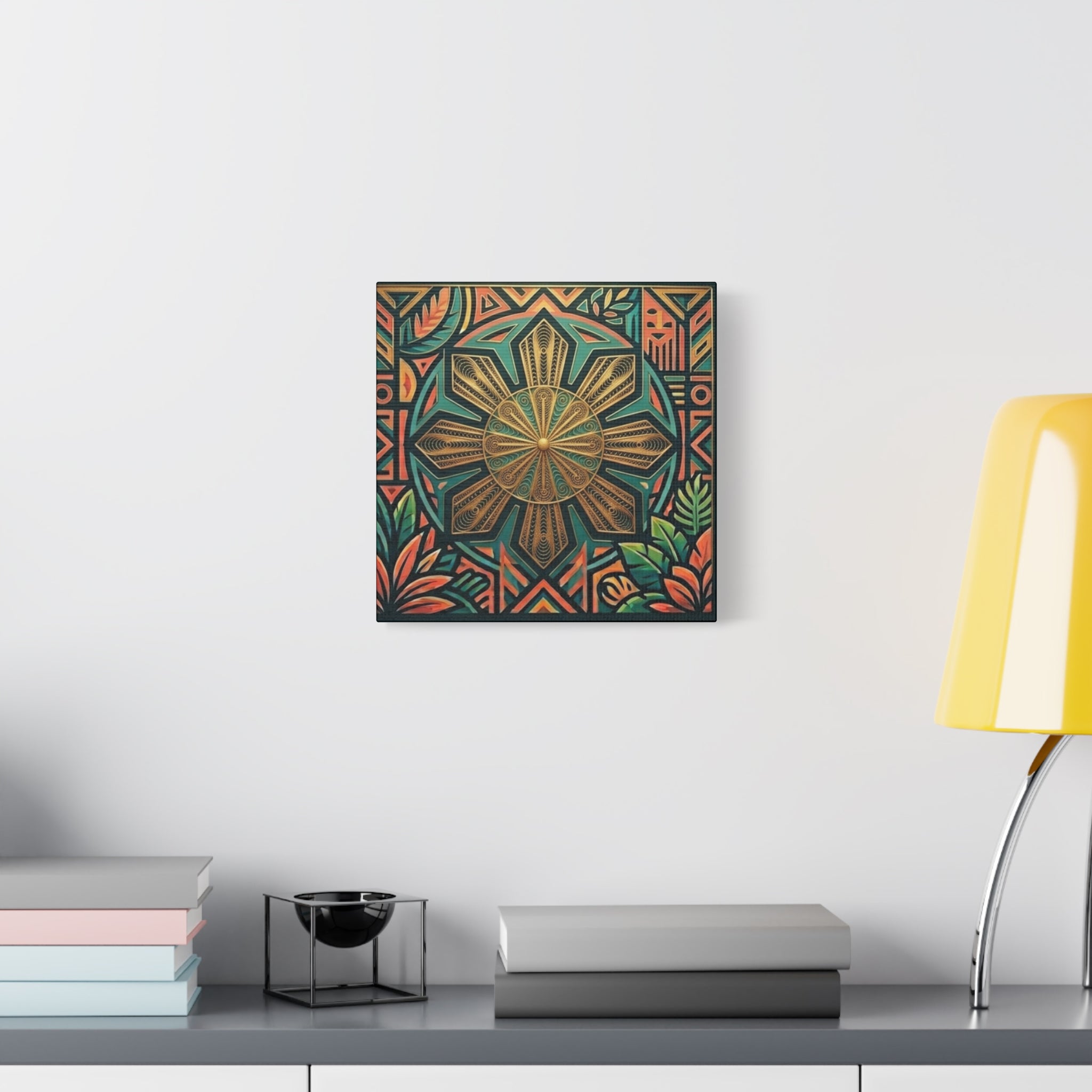 Filipino, Philippines Sun Matte Canvas Print — Tropical Geometric Sunburst Wall Art (Stretched 1.25")