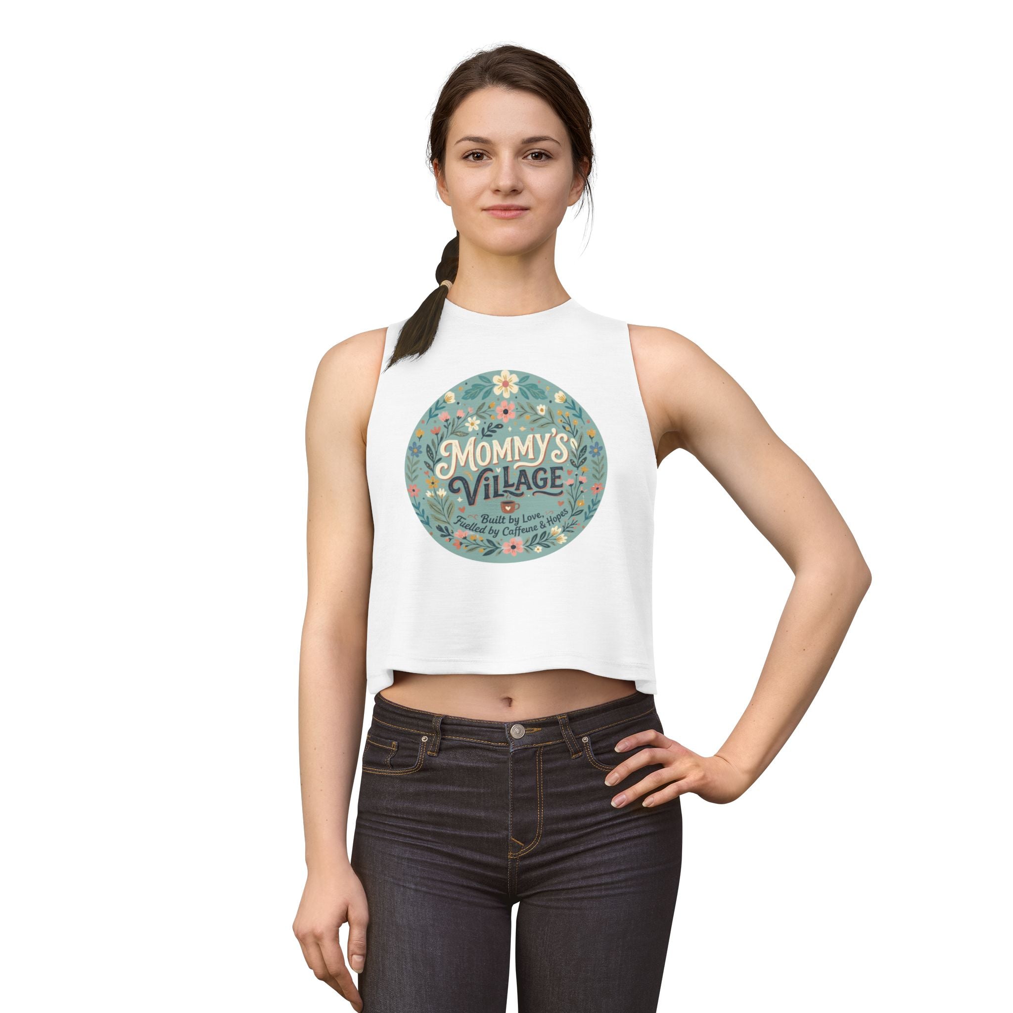 Mommy's Village Floral Crop Top — Mom Gift Mother's Day Shirt